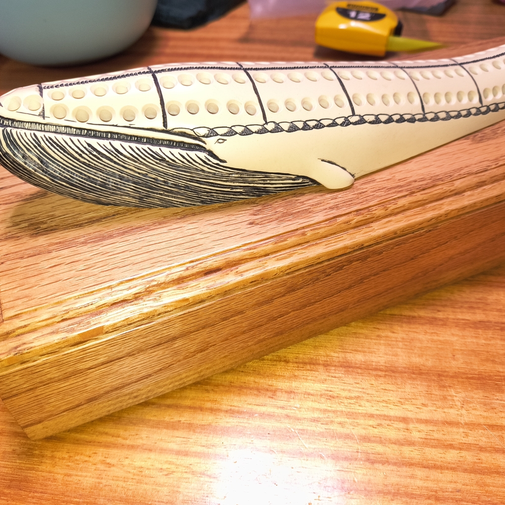Edmond Products Scrimshaw Whale Cribbage Board With Sea Urchin Pegs